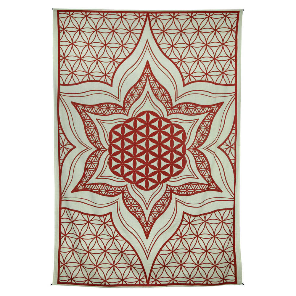 Flower Of Life Tapestry Red 52x80" by Zest For Life